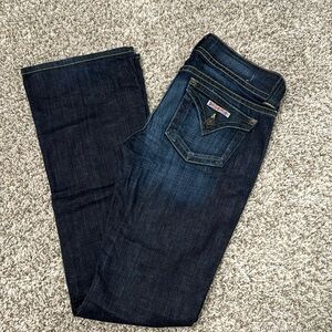 HUDSON FLAP POCKET JEANS. Dark blue denim. Bootcut.
